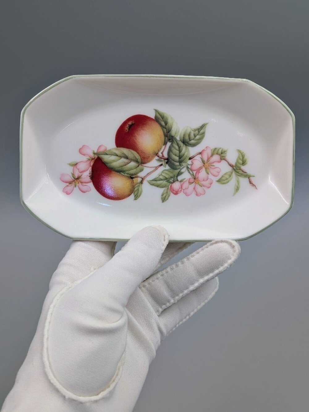 Vintage Royal Vale Apple Blossom Dish - English Bone China Trinket Tray